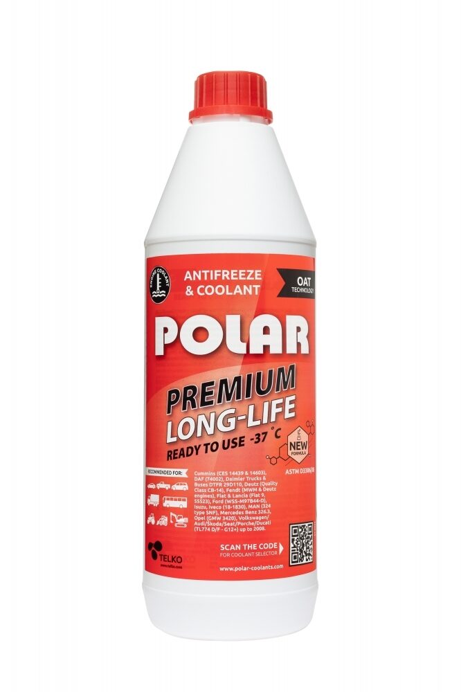 POLAR Antifrīzs Premium Long Life -37*C, G12+, VW TL774-D/F, sarkans 1L