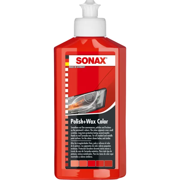Lakas pulēšanas līdzeklis SONAX Polish + Wax Color Red 250ml 02964410